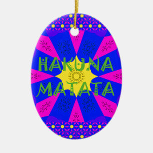 Amazing Hakuna Matata Pink & Purple Abstract Desig Ceramic Tree Decoration