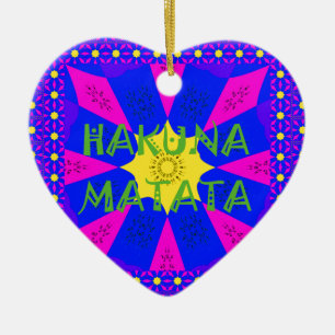 Amazing Hakuna Matata Pink & Purple Abstract Desig Ceramic Tree Decoration