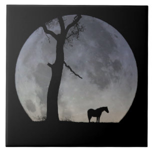 Amazing Horse and Moon Art Tile