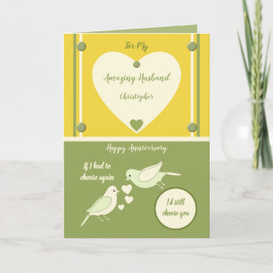 Amazing husband Anniversary yellow and green Card