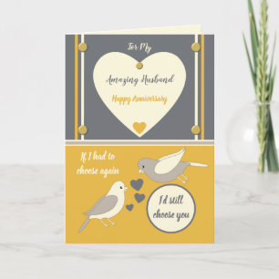 Amazing Husband grey orange Wedding Anniversary Card