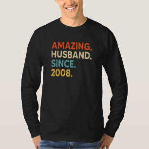Amazing Husband Since 2008 14 Wedding Aniversary   T-Shirt