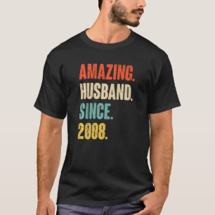 Amazing Husband Since 2008 14 Wedding Anniversary T-Shirt