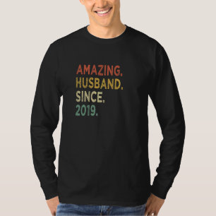 Amazing Husband Since 2019 3 Wedding Aniversary T-Shirt