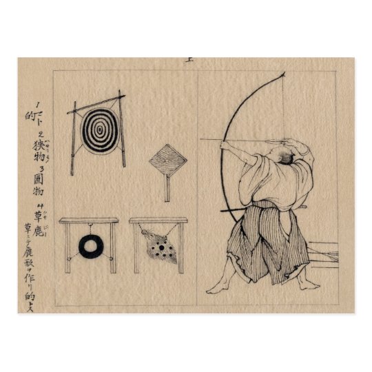 Amazing Japanese Archer Drawing circa 1878 Postcard