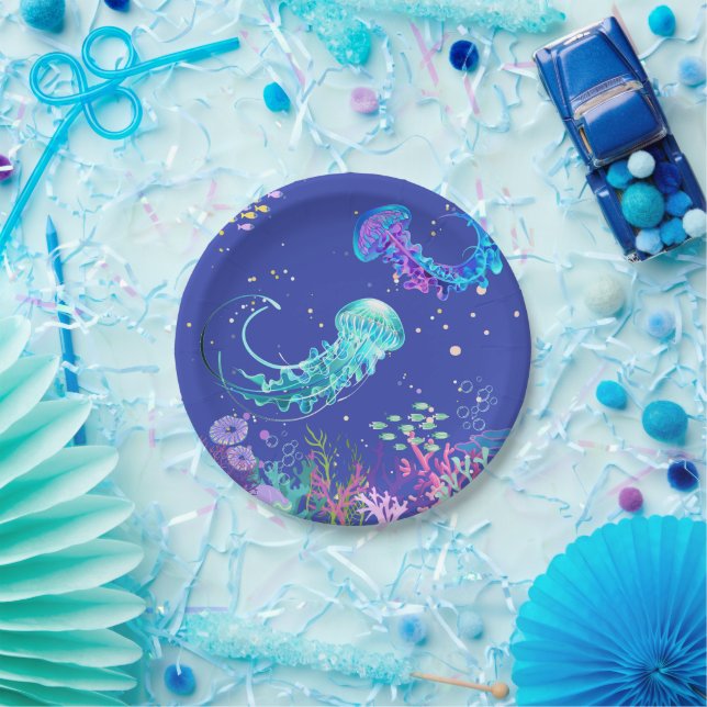 Amazing Jellyfish Underwater  Paper Plate (Party)