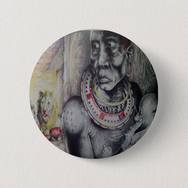 Amazing Kenyan  Masai Tribe designer Button image (Front)