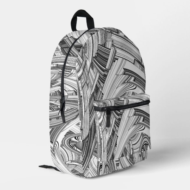 Amazing Looking Calamity Black and White Printed Backpack (Back Corner Left)