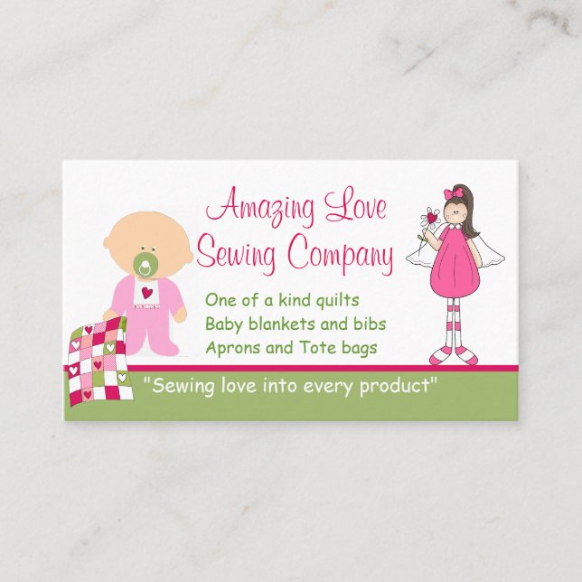 Amazing Love Sewing Company Custom Business Card (Front)