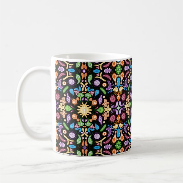Amazing microorganisms living in a pattern design coffee mug (Left)