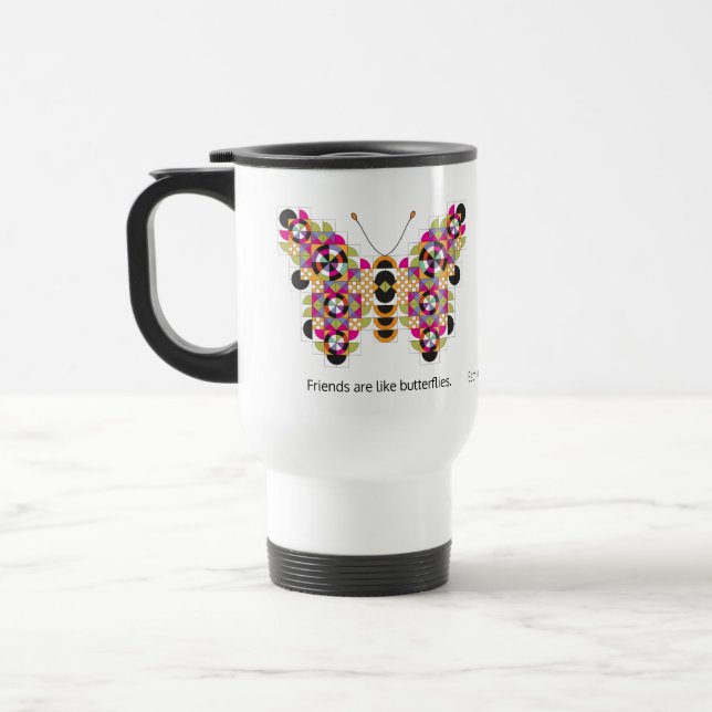 Amazing Monarch Butterfly Quilt Pattern Travel Mug (Left)