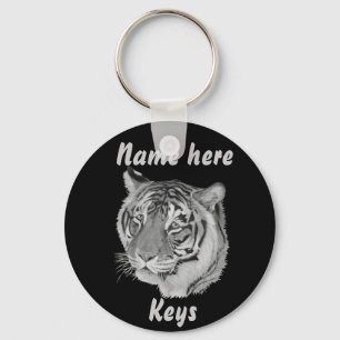amazing monochrome picture of tiger key ring