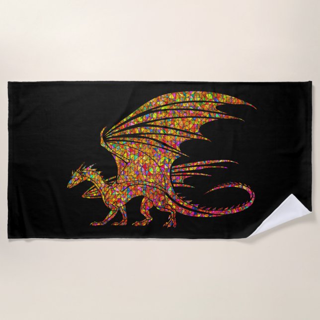 Amazing Mosaic Dragon  Beach Towel (Front)
