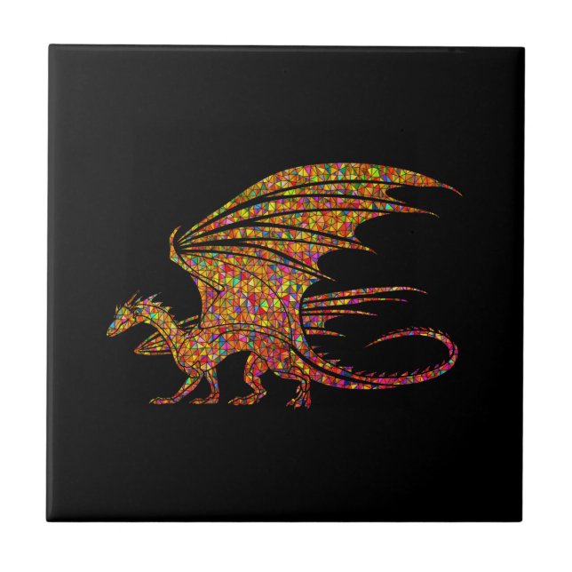 Amazing Mosaic Dragon  Drawstring Bag Tile (Front)