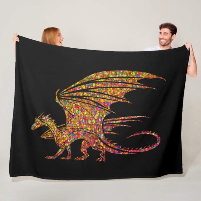 Amazing Mosaic Dragon  Fleece Blanket (In Situ)