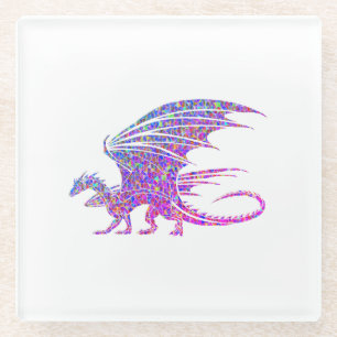 Amazing Mosaic Dragon Glass Coaster