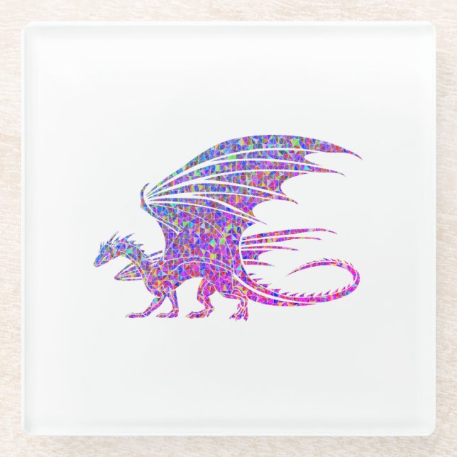 Amazing Mosaic Dragon Glass Coaster (Front)
