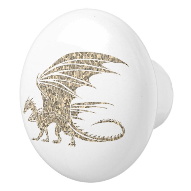 Amazing Mosaic Dragon Golden Ceramic Knob (Right)