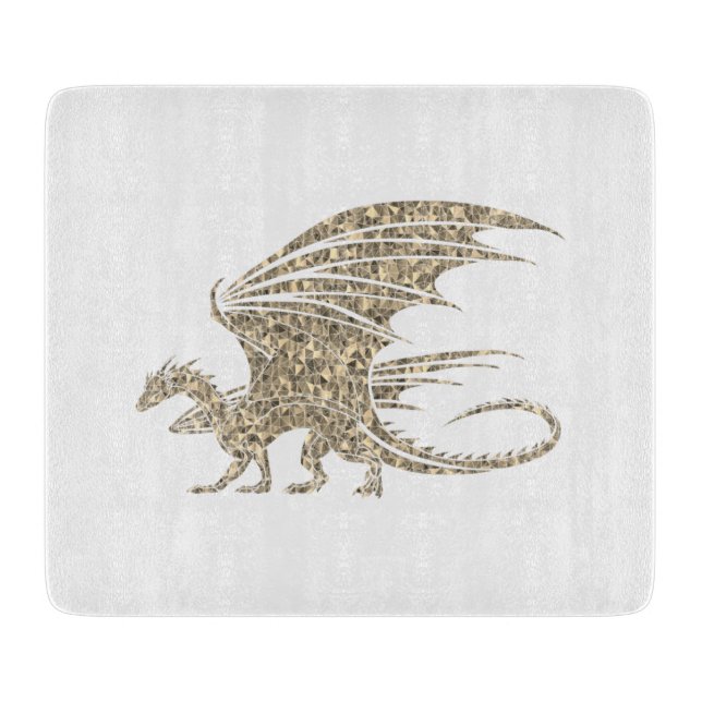 Amazing Mosaic Dragon Golden Cutting Board (Front)