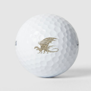 Amazing Mosaic Dragon Golden Golf Balls
