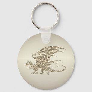 Amazing Mosaic Dragon Golden Key Ring