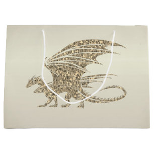 Amazing Mosaic Dragon Golden Large Gift Bag