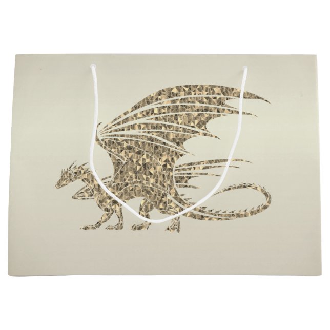 Amazing Mosaic Dragon Golden Large Gift Bag (Front)