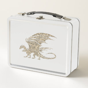 Amazing Mosaic Dragon Golden Metal Lunch Box