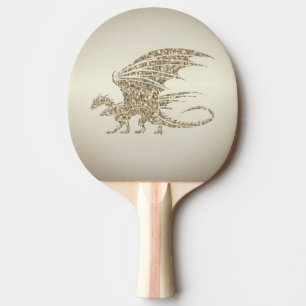 Amazing Mosaic Dragon Golden Ping Pong Paddle