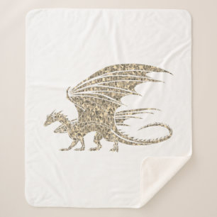 Amazing Mosaic Dragon Golden Sherpa Blanket