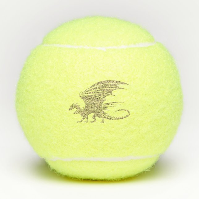 Amazing Mosaic Dragon Golden Tennis Balls (Front)