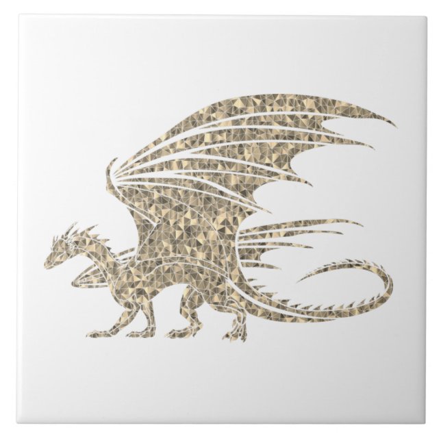 Amazing Mosaic Dragon Golden Tile (Front)