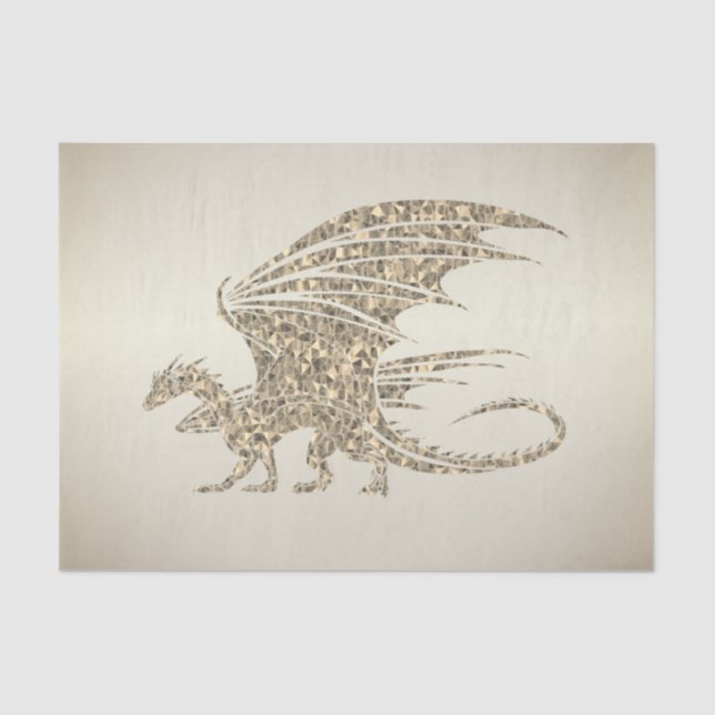 Amazing Mosaic Dragon Golden Tissue Paper (Front)