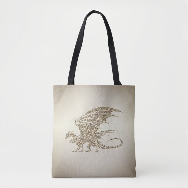 Amazing Mosaic Dragon Golden Tote Bag (Front)