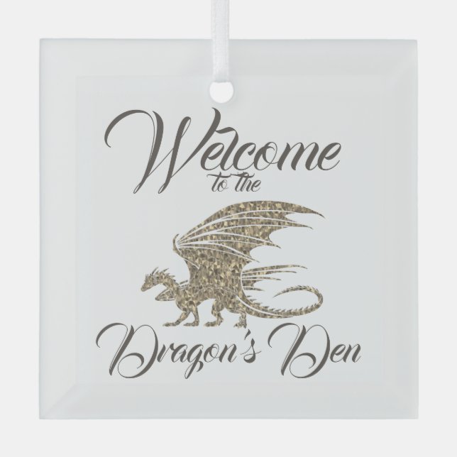 Amazing Mosaic Dragon Golden Welcome Glass Tree Decoration (Front)