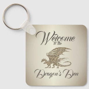 Amazing Mosaic Dragon Golden Welcome Key Ring