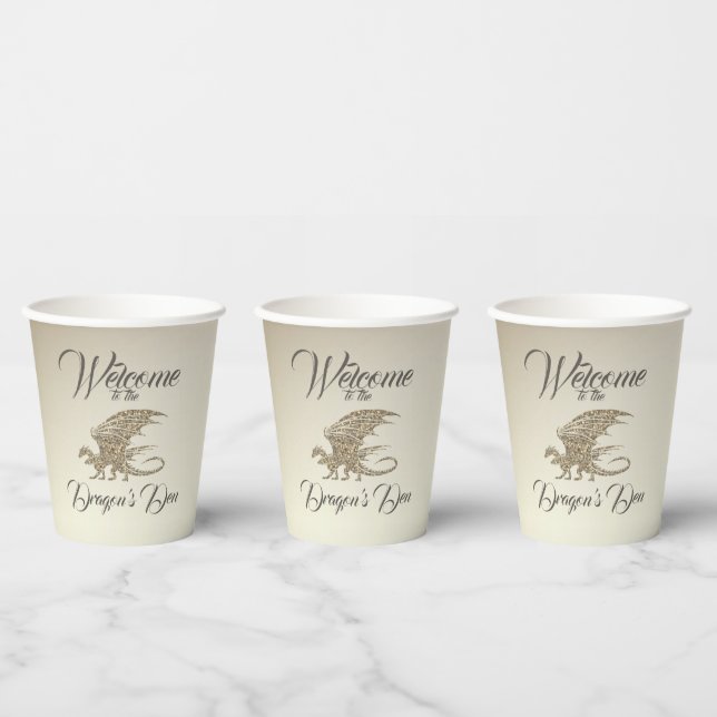 Amazing Mosaic Dragon Golden Welcome Paper Cups (Multi)