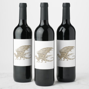 Amazing Mosaic Dragon Golden Wine Label