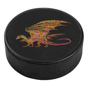 Amazing Mosaic Dragon  Hockey Puck