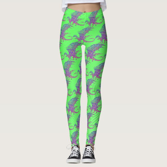 Amazing Mosaic Dragon Leggings (Front)