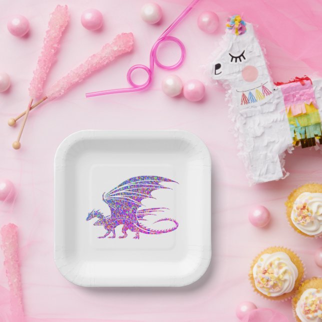 Amazing Mosaic Dragon Paper Plate (Party)