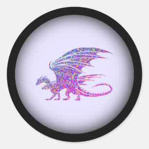 Amazing Mosaic Dragon Purple Classic Round Sticker