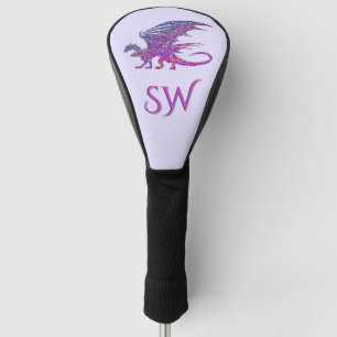 Amazing Mosaic Dragon Purple Initial Golf Head Cover