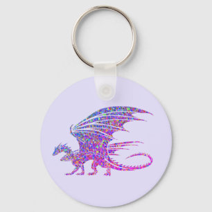 Amazing Mosaic Dragon Purple Key Ring