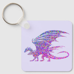 Amazing Mosaic Dragon Purple Key Ring
