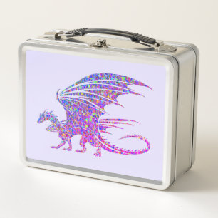 Amazing Mosaic Dragon Purple  Metal Lunch Box