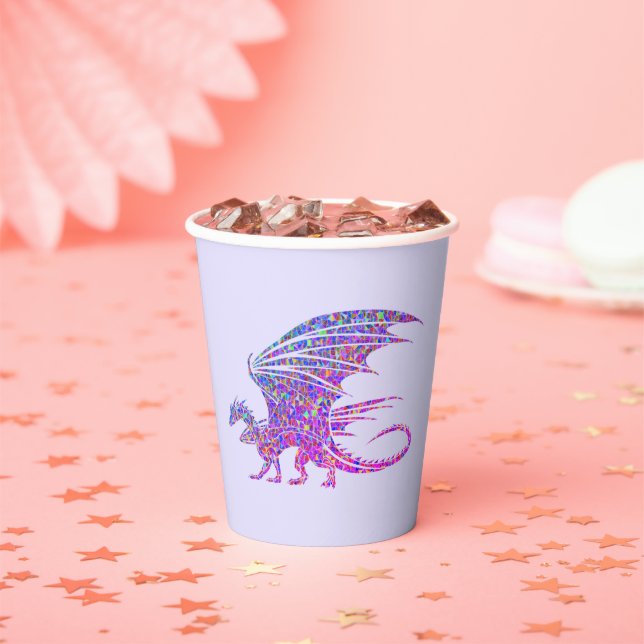 Amazing Mosaic Dragon Purple Paper Cups (Insitu)