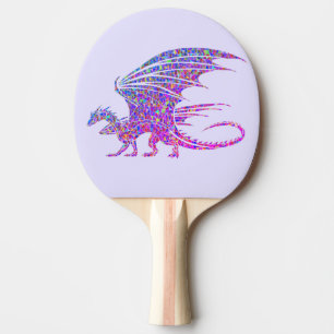 Amazing Mosaic Dragon Purple Ping Pong Paddle