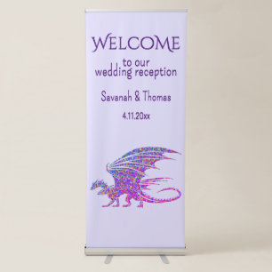 Amazing Mosaic Dragon Purple Retractable Banner