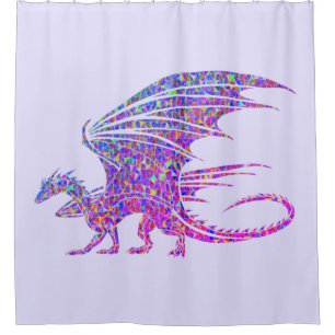 Amazing Mosaic Dragon Purple Shower Curtain